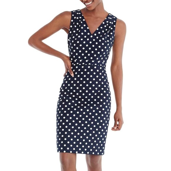 J Crew Seersucker Polka Dot Dress Navy Blue NEW 10 - Picture 4 of 8